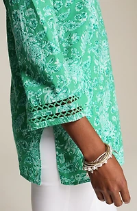 linen-blend trimmed tunic