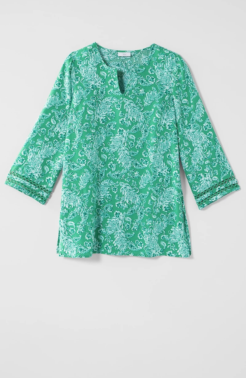 linen-blend trimmed tunic