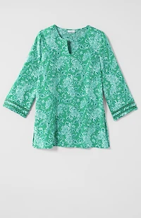 linen-blend trimmed tunic