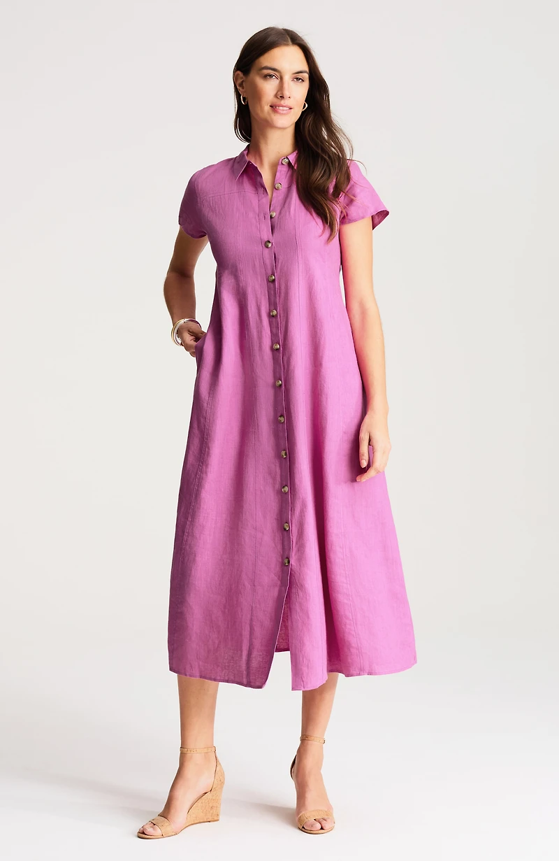 linen maxi shirtdress