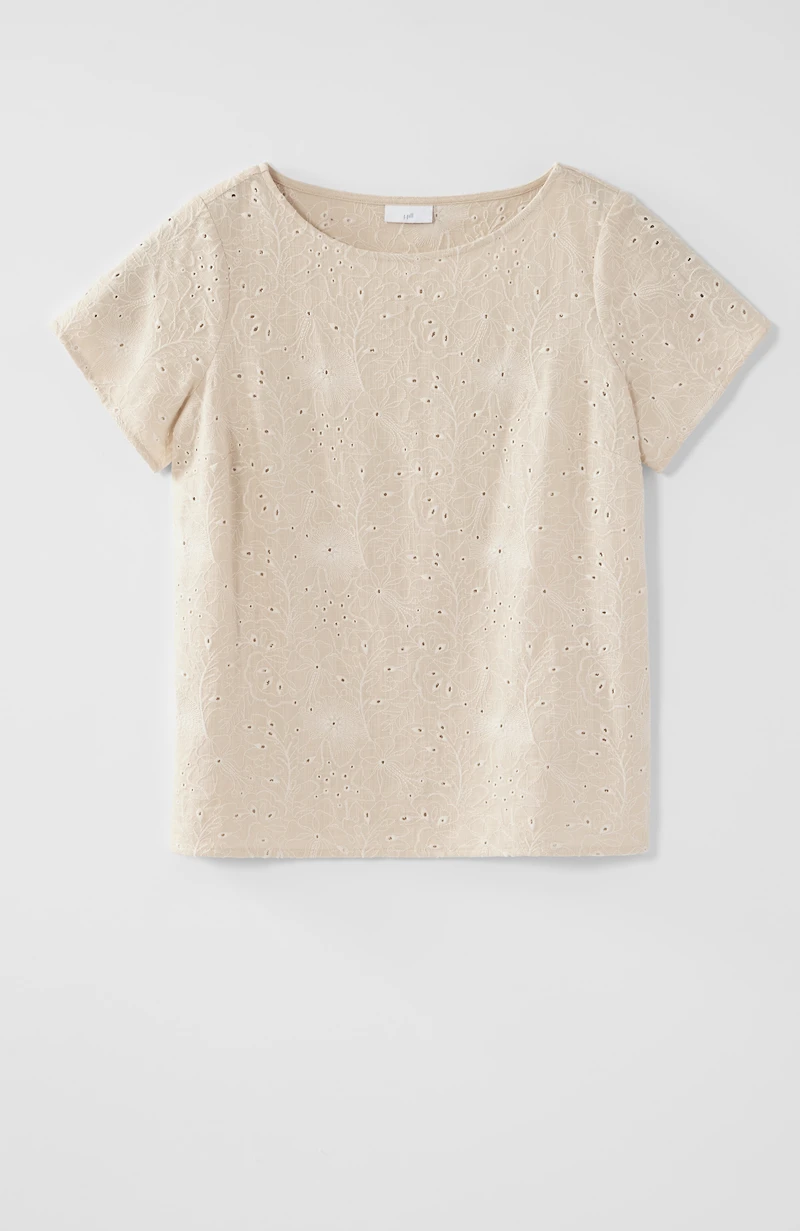 linen-blend embroidered tee