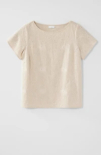 linen-blend embroidered tee