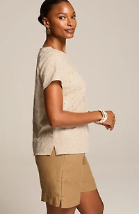 linen-blend embroidered tee