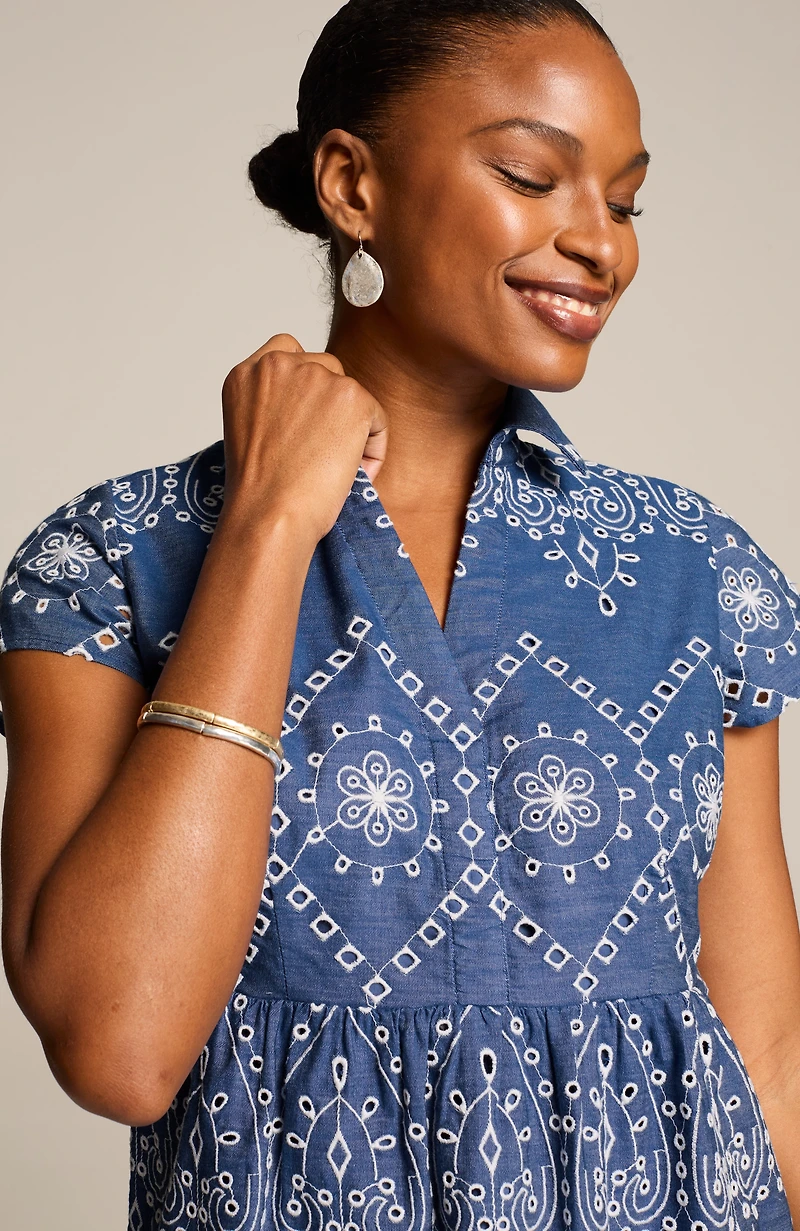 embroidered a-line shirtdress