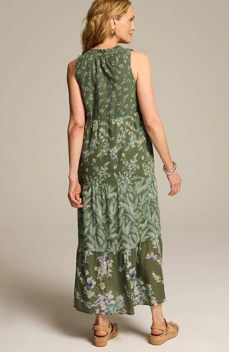 tiered printed maxi dress