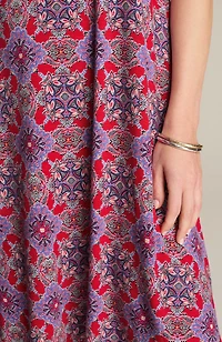 printed sleeveless swing dress