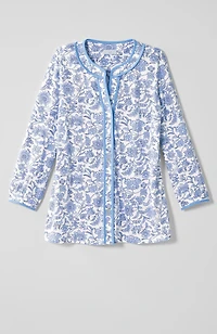 printed piped knit top