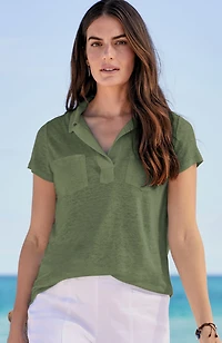 linen patch-pocket tee