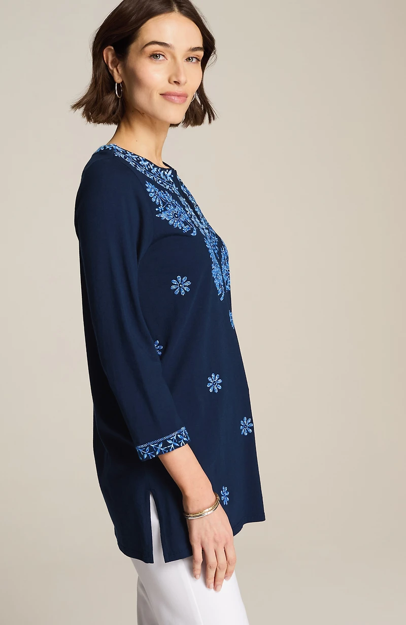 embroidered knit tunic