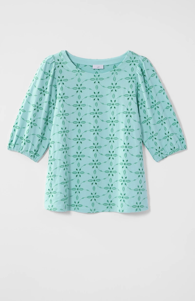 contrasting-eyelet knit top