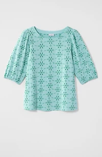 contrasting-eyelet knit top