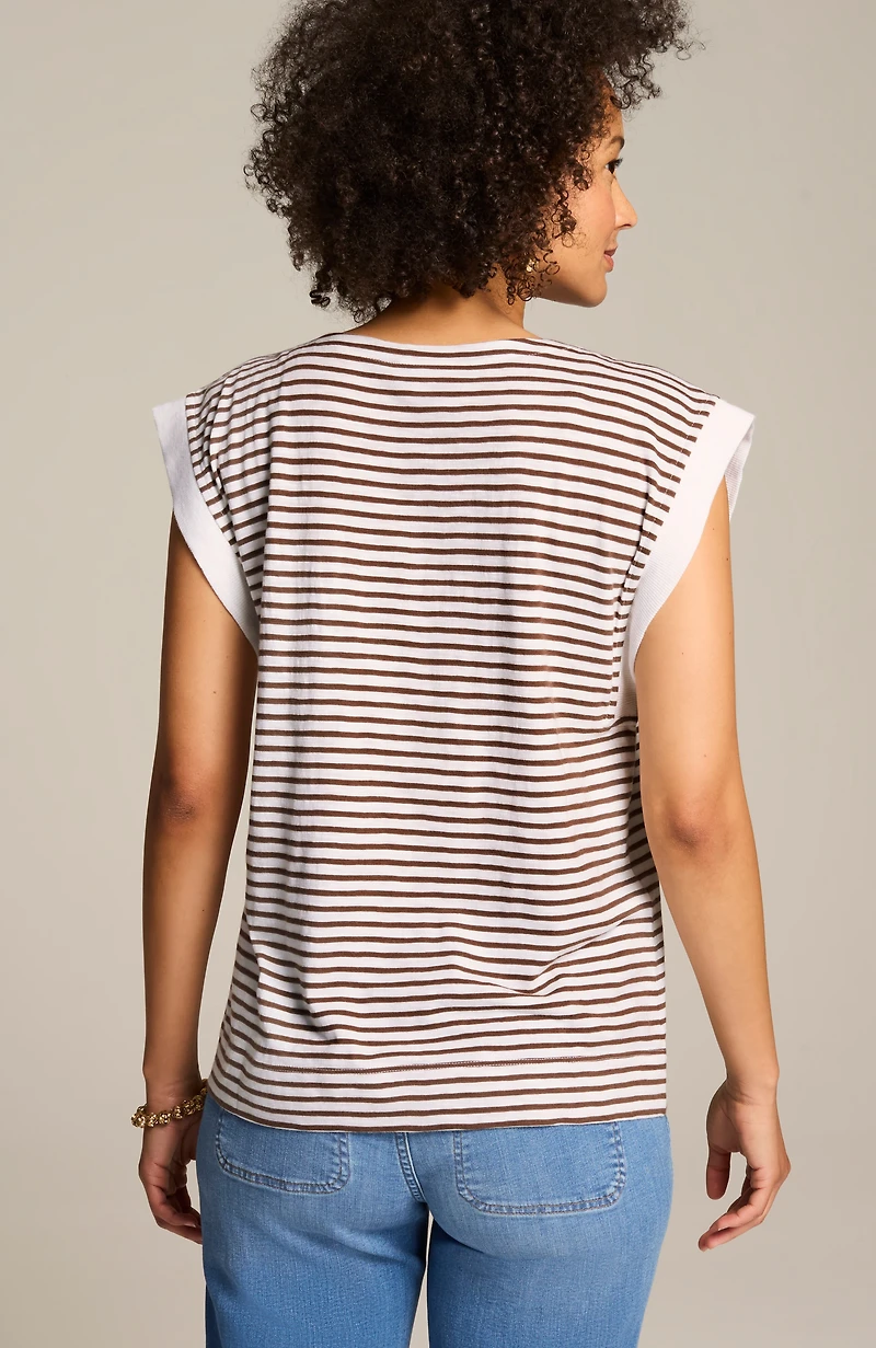 rib-trimmed tee