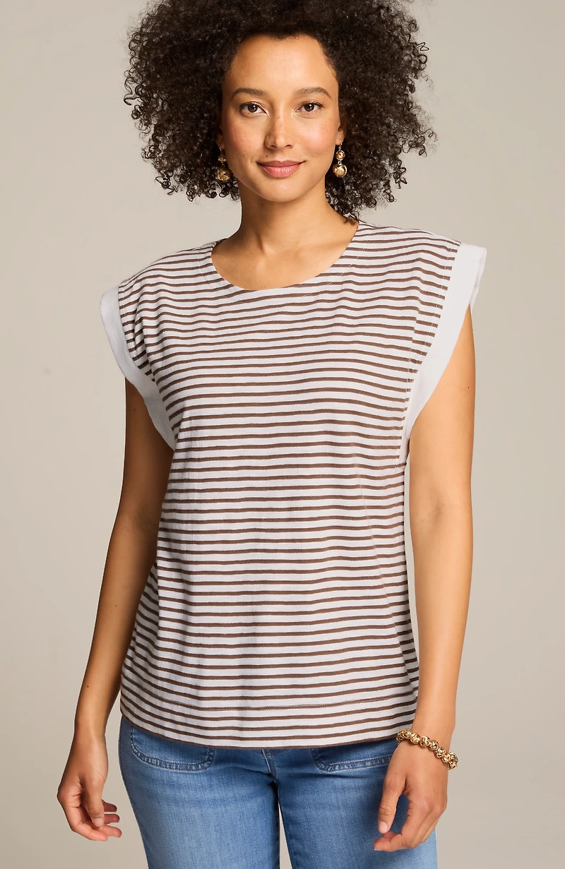 rib-trimmed tee