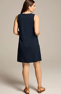 embroidered split-neck dress