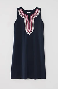 embroidered split-neck dress