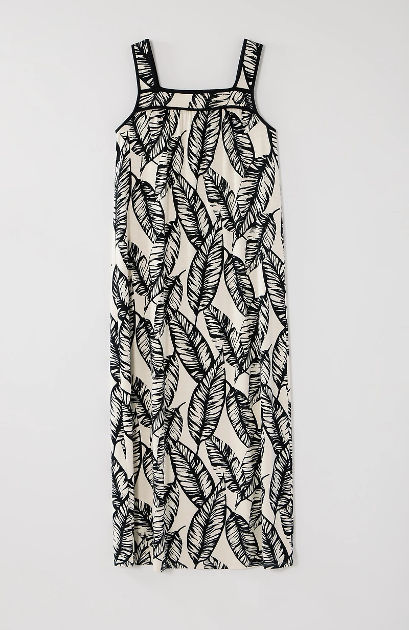 piped-trim knit maxi dress