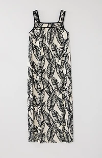 piped-trim knit maxi dress