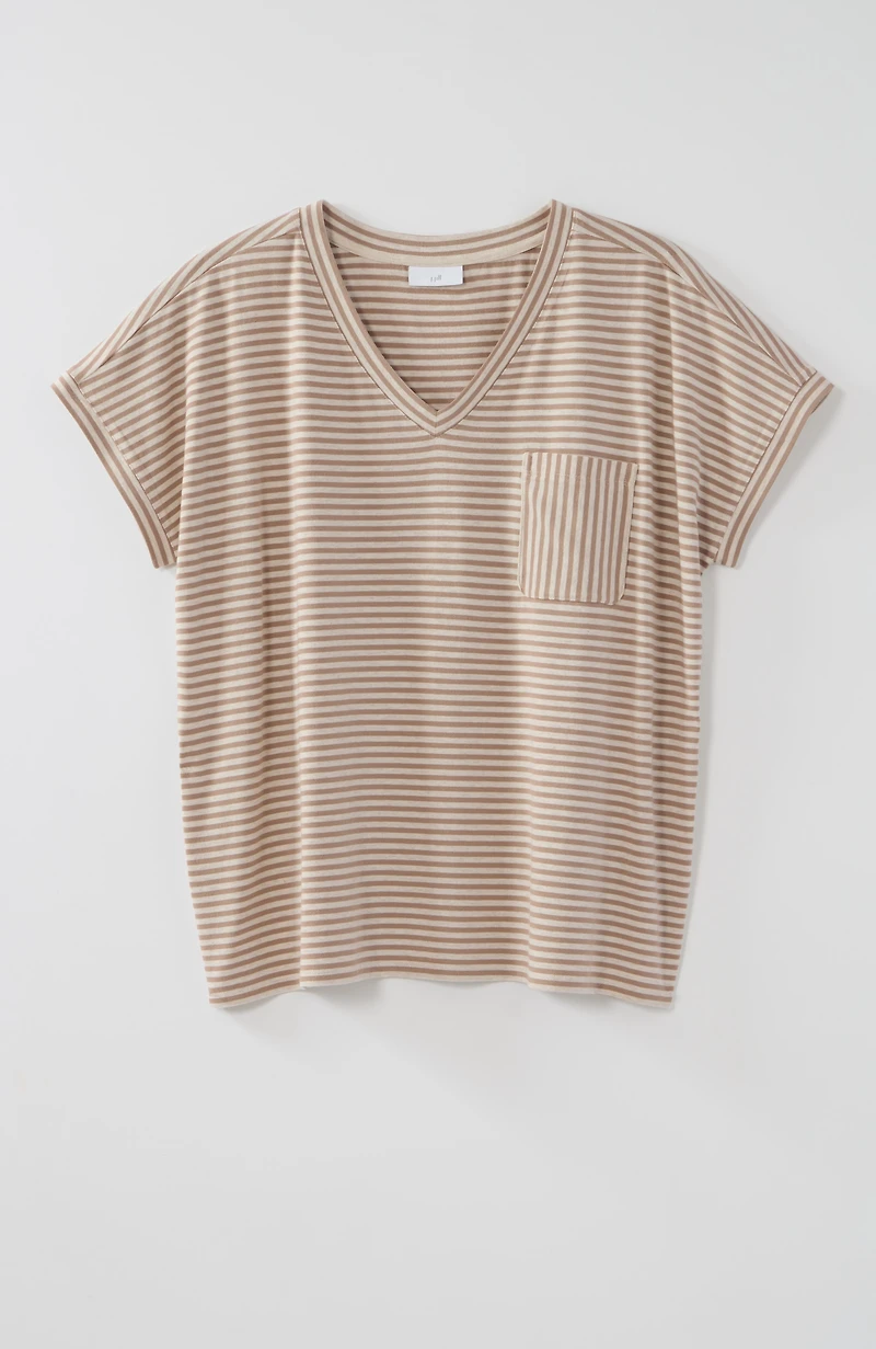 relaxed dolman-sleeve striped tee
