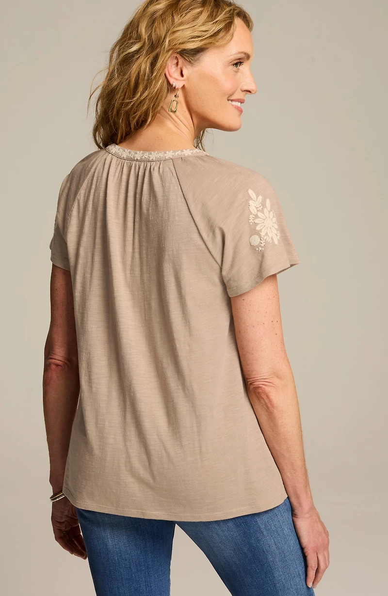 cotton-blend embroidered top