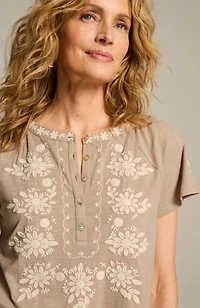 cotton-blend embroidered top