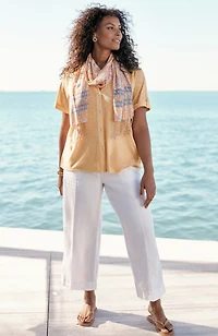 collared button-front knit top