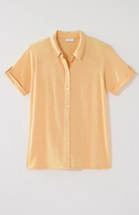 collared button-front knit top