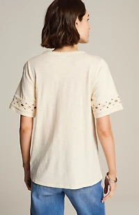 crochet-trim v-neck top