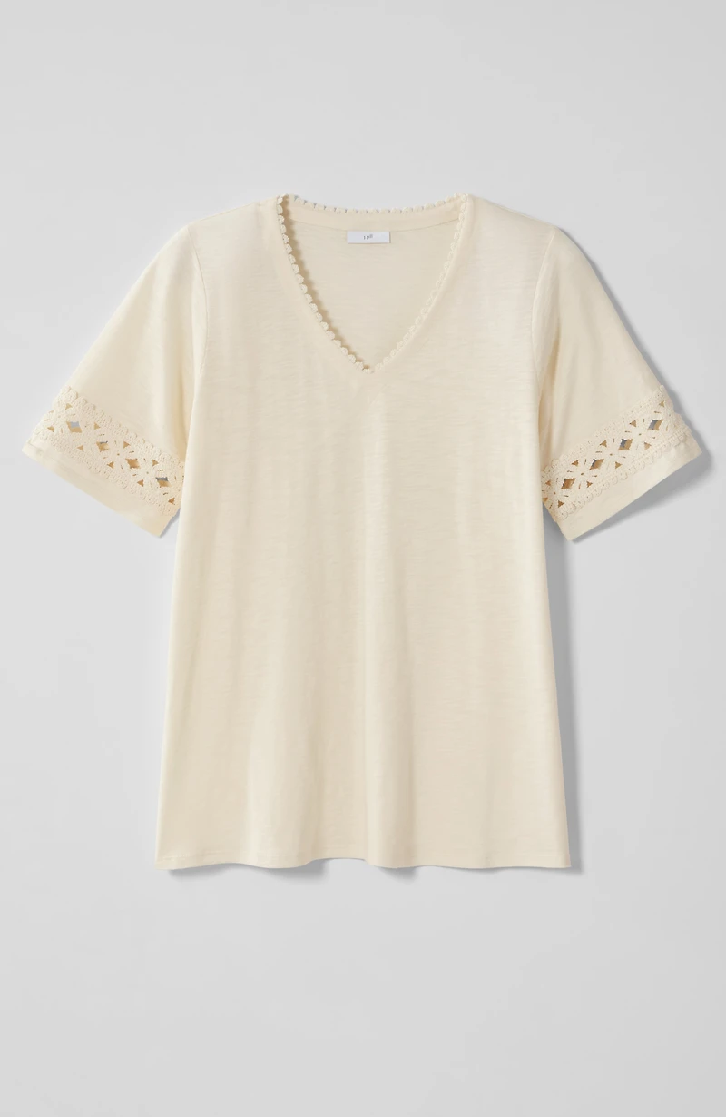 crochet-trim v-neck top