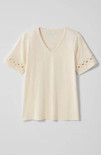 crochet-trim v-neck top