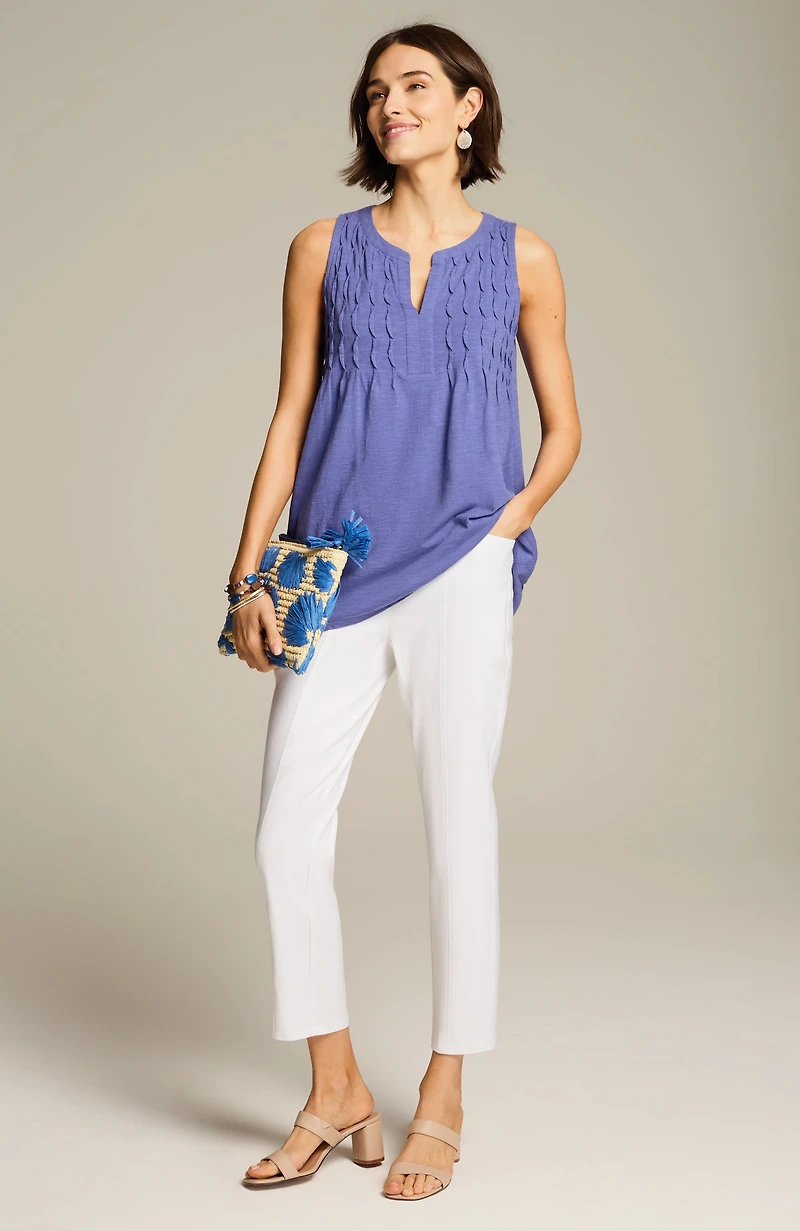 pintucked sleeveless top
