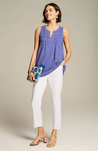 pintucked sleeveless top