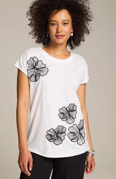 floral-embroidered top