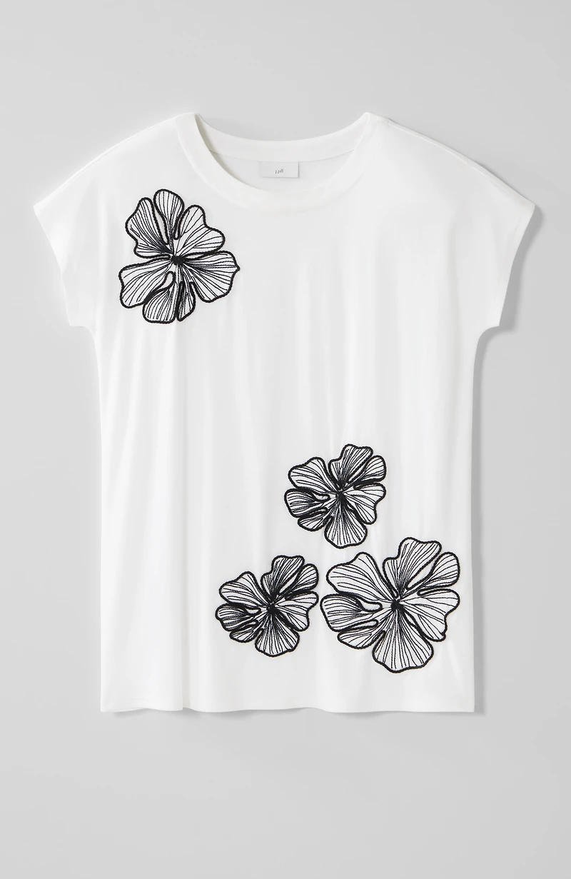 floral-embroidered top