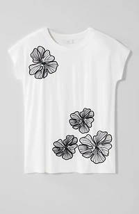 floral-embroidered top