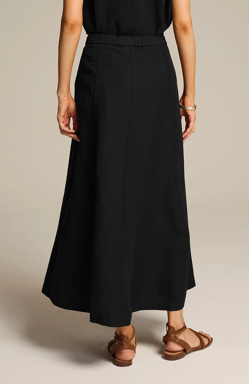 linen-blend seamed maxi skirt