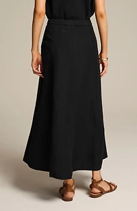 linen-blend seamed maxi skirt