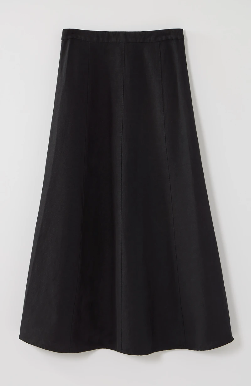 linen-blend seamed maxi skirt