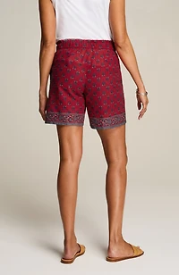 free-spirit paisley pull-on shorts
