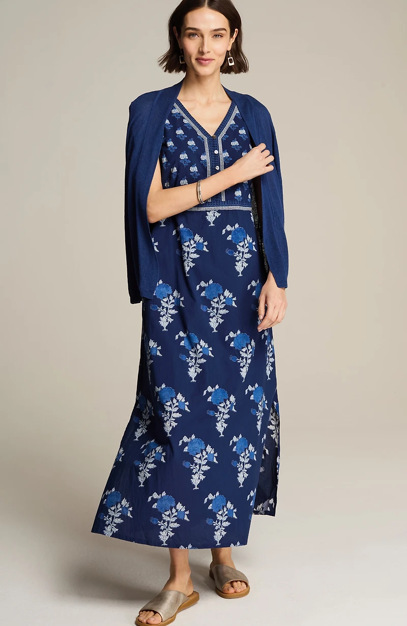 pure jill mixed-print maxi dress
