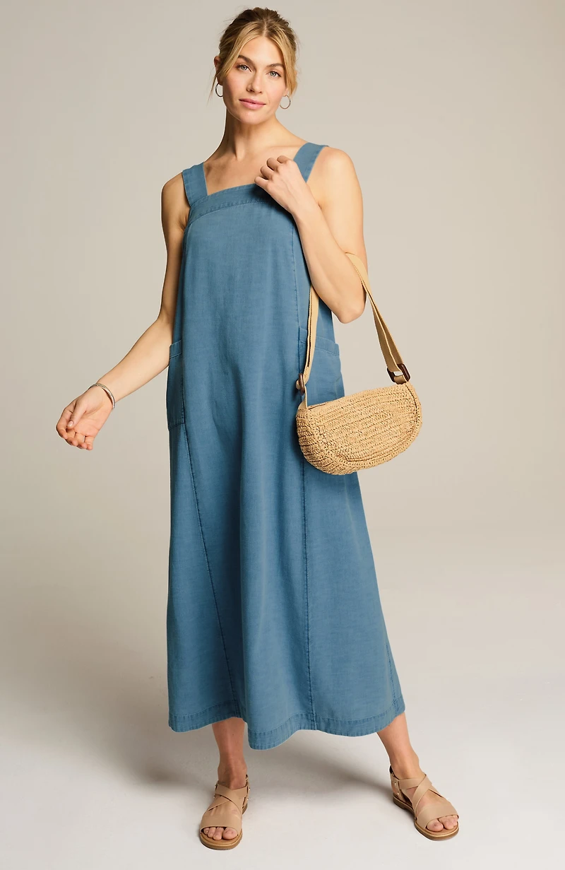 pure jill soft indigo maxi dress