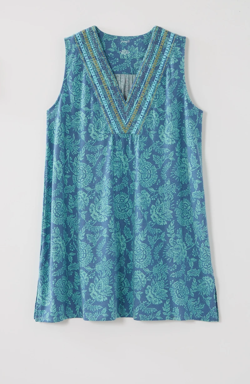 pure jill embroidered v-neck tunic