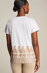pure jill metallic-embroidered top
