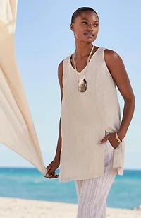 pure jill linen princess-seam tunic