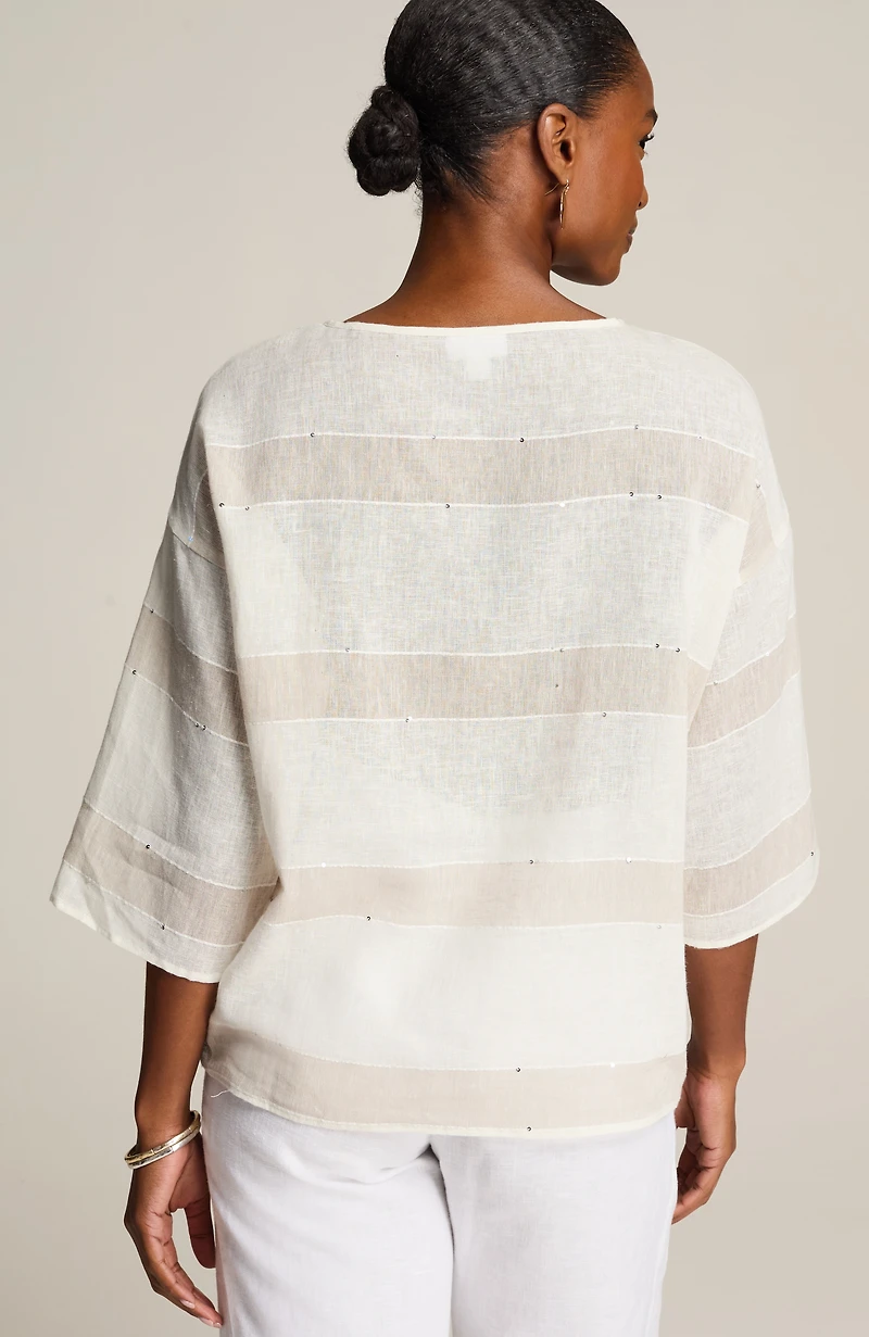 pure jill sequin-striped top