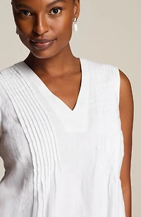 pure jill linen pintucked dress
