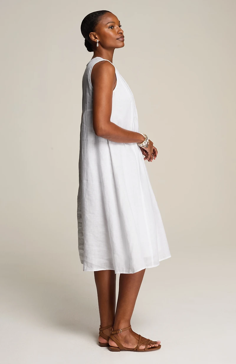 pure jill linen pintucked dress