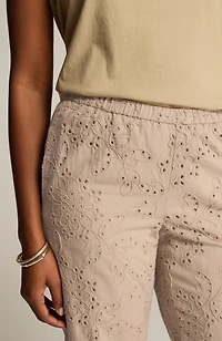 pure jill eyelet wide-leg crops