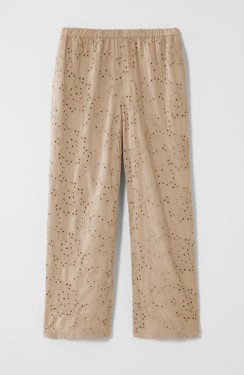 pure jill eyelet wide-leg crops