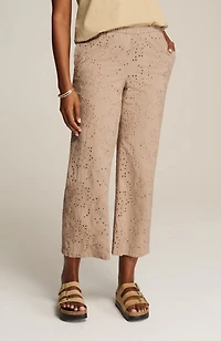 pure jill eyelet wide-leg crops