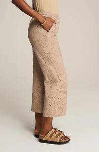 pure jill eyelet wide-leg crops